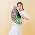 thumbnail image 3 of CSChome Folding Fan Folding Performance Prop: 13 Ribs Brilliant Color Transparent 13 Inch Large Shining Rave Hand Perfect Birthday Gift, 3 of 7