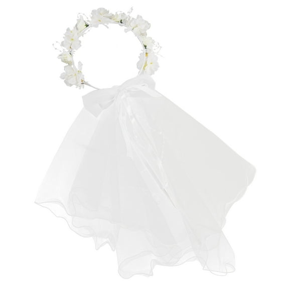 GOOHOCHY White Veil Headband Princess Wedding Headpiece Bridal Headband Flower Girl Hair Accessory For Birthday Party Photography Prop