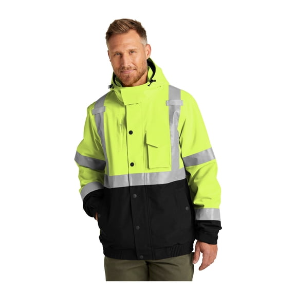 CornerStone Unisex ANSI 107 Class 3 Waterproof Insulated Ripstop Bomber Jacket | Durable High Vis Winter Coat for Men & Women