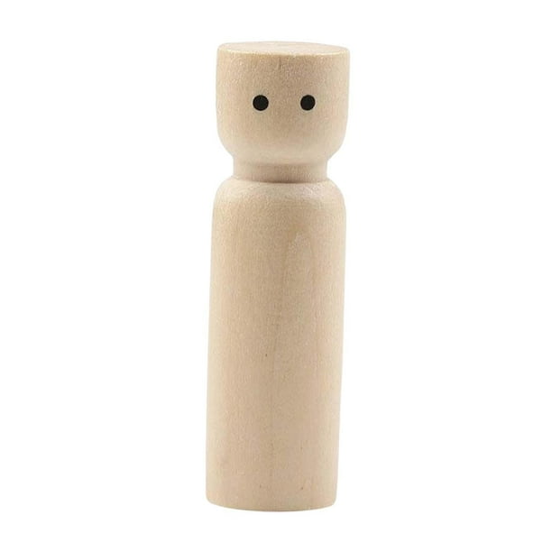Muñeca de madera sin terminar, artesanía creativa, figuras de madera para pintar sobre la mesa. 7 cm x 21 cm