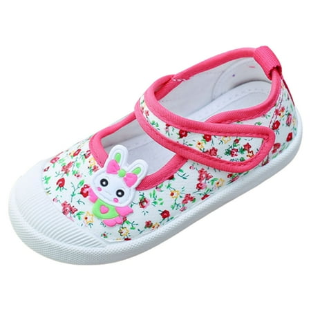 

Zhuashum Little Girls Shoes Comfortable Soft Soled Flat Casual Fashionable Cartoon Children Canvas Shoes White Relax Fit Running Shoes 6-12 Months