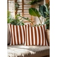 thumbnail image 2 of Outdoor Throw Pillow Set of 2, Burnt Orange Stripe Waterproof Pillow with Insert Included, Farmhouse Striped Abstract Art Decorative Accent Cushion Sofa Pillows for Patio Porch, 18 x 18 In, 2 of 8