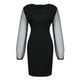 thumbnail image 4 of Vestido de fiesta elegante informal de retazos de manga de malla con cuello en V para mujer a la moda Fridja NMB3533, 4 of 8