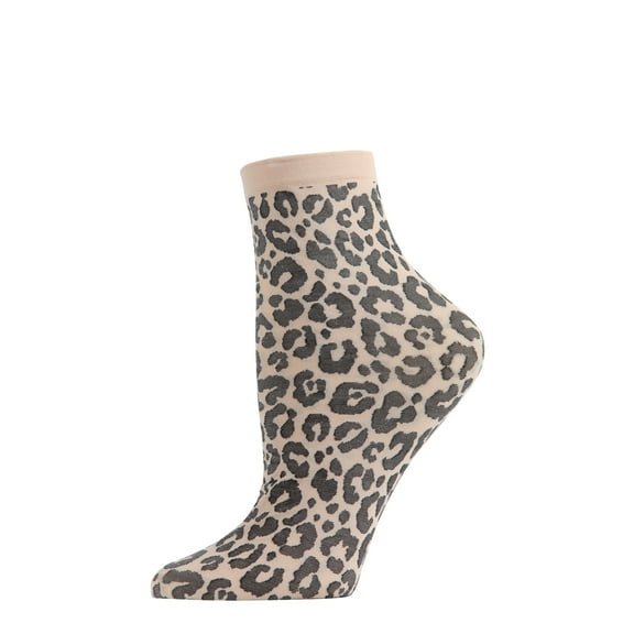 MeMoi Women's Classic Wild Leopard Print Anklet Sock - Womens - Female, 9-11, Sand