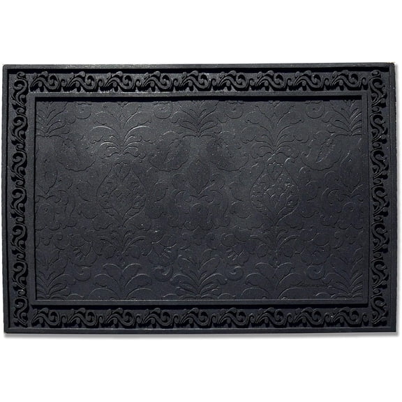 ANHXN Doormat Scroll Tray Outdoor/Indoor, Heavy Duty Recycled Rubber, Non-Slip Backing, Doormat Tray