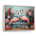 thumbnail image 2 of Designart "Flamingo Dance Amidst Tropical Colors I" Animals Framed Wall Art - Modern Farmhouse Pink Flamingo Bedroom Framed Canvas Wall Art, 2 of 6