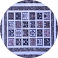 thumbnail image 1 of Ahgly Company Machine Washable Indoor Round Abstract Blue Modern Area Rugs, 4' Round, 1 of 4