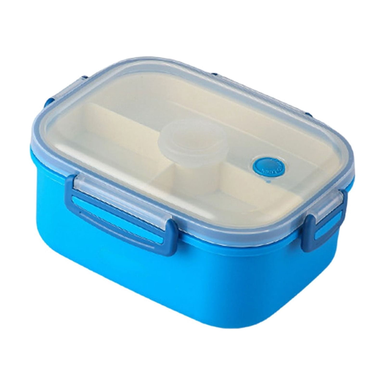 Rijanmt 304 Stainless Steel Lunch Box With 1 Fork & Knife,50.7 Oz Large Food Storage Container With 4-Compartments-Lid,Reusable Divided Meal Prep Box For Home Work Travel,Adults Students Use,Blue