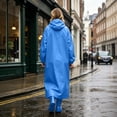 thumbnail image 5 of Womens Plus Size Waterproof Long Raincoat Lightweight Full Zipper Hooded Windbreaker Poncho With Pockets Blue 2XL, 5 of 6