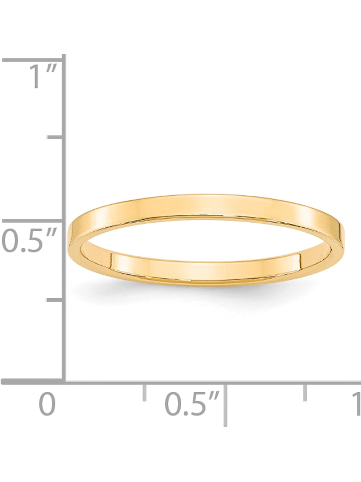 14k Yellow Gold 2mm LTW Flat Mens Womens Wedding Anniversary Band