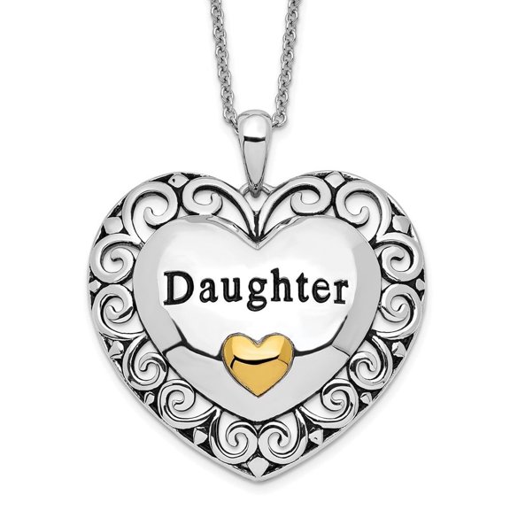 Auriga Fine Jewelry 925 Sterling Silver Gold-plated Antiqued Daughter. Necklace for Women 18"