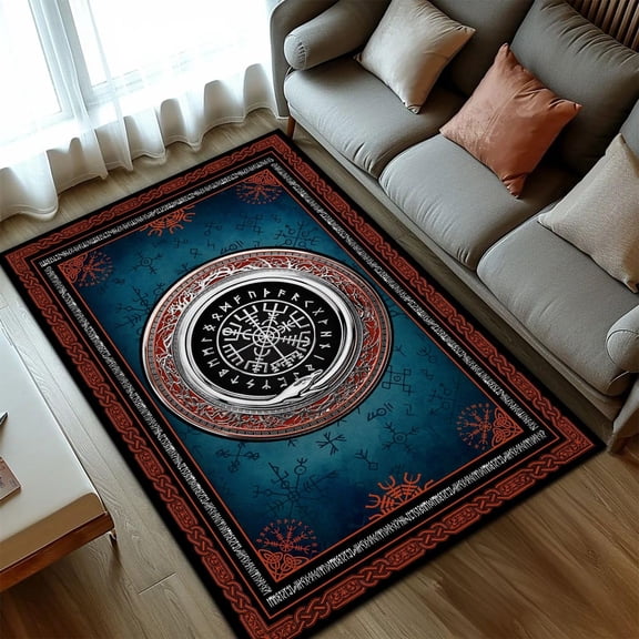 Viking Tree of Life Norse Rectangle Area Rug – Non-Slip, Indoor/Outdoor – for Living Room – Modern Home Decor Carpet – Non-Slip Backing – Machine Washable