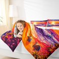 thumbnail image 3 of jejeloiu Bold Sunset Waves Full Size Comforter Sets For Girls,Sandy Beach Turtle Bedding Comforter Set,Warm Multicolor,Colorful Stars Reversible,3 Pieces,1 Comforter and 2 Pillowcases, 3 of 7