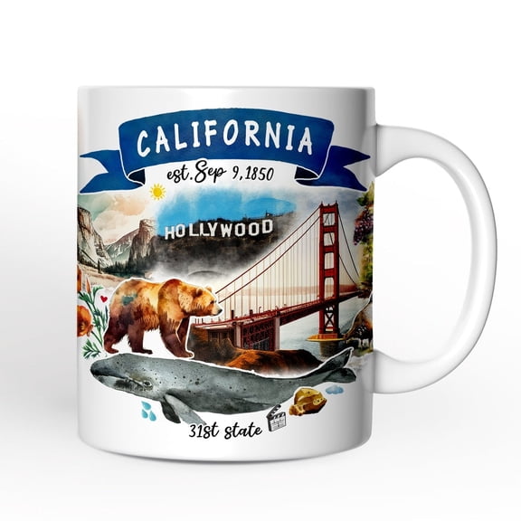 Artistic California State Themes and Landmarks Mug