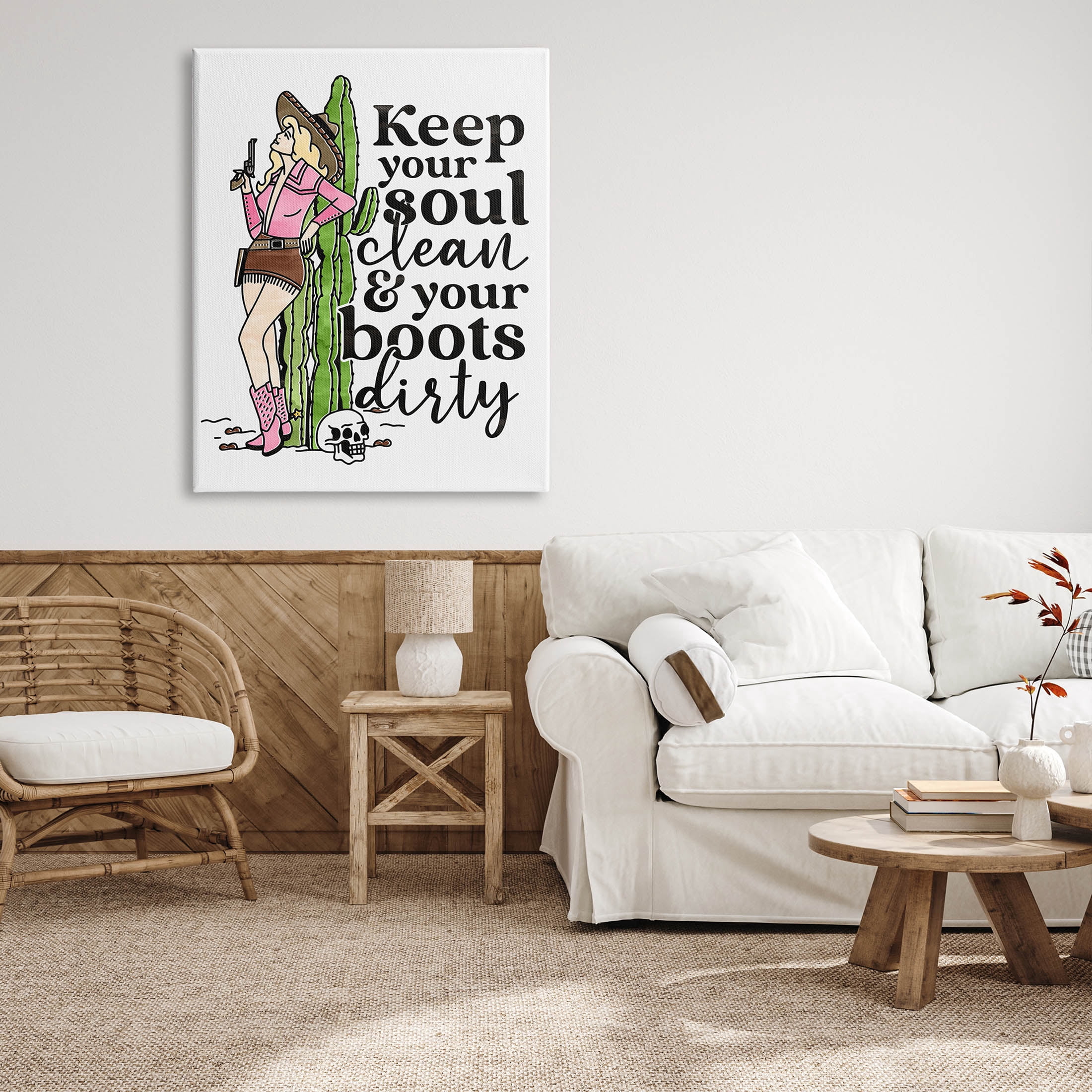 Keep Soul Clean & Boots Dirty Phrase Novelty Graphic Art Gallery Wrapped Canvas Print Wall Art