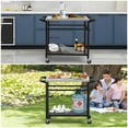 thumbnail image 7 of Outdoor Double-Shelf Grill Cart with Stainless Steel Tabletop, Movable Pizza Oven Grill Table, Outside Cooking and Entertaining, BBQ Cart for Patio, Garden, Backyard, Picnic Accessories,Black, 7 of 7