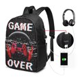 thumbnail image 2 of Travel Laptop Backpack, Game theme Game Handle 3D Prints Casual bag with USB Charging Port, student Bookbag USB Backpack 17", 2 of 7