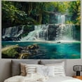thumbnail image 2 of Creowell  Waterfall Tapestry Forest Lake Natural Tropical Rainforest Green Jungle Tree Plant Mossy Summer Rocks Scenery Home Decor Wall Hanging Art for Bedroom Dorm 40x30inch, 2 of 6