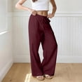 thumbnail image 6 of Zedker Women 100% Cotton Pants Wide Leg Casual Palazzo Pants Flowy Beach Summer Trousers Pants with Pockets Wine S, 6 of 10