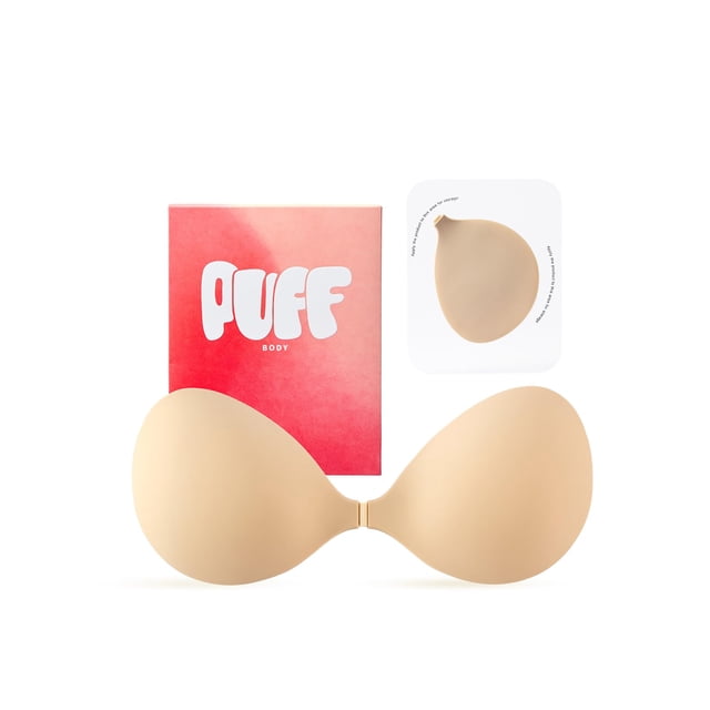 Sujetador adhesivo PUFF BODY copa D de silicona beige sin tirantes