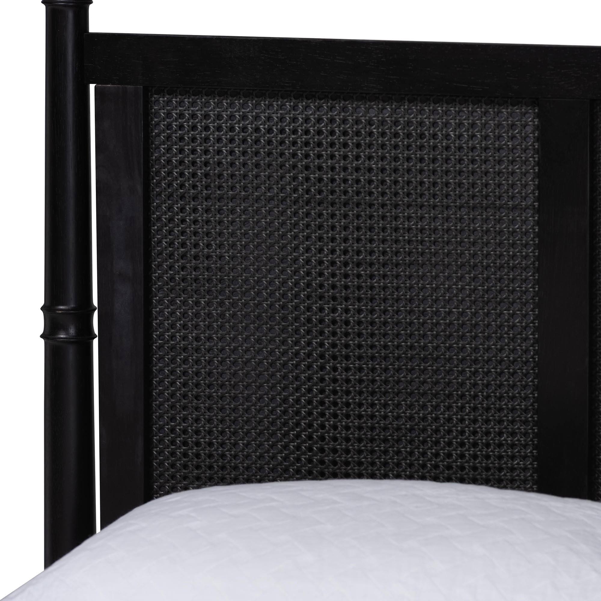 Baxton Studio Marisela Mid-Century Canopy Bed, Queen, Black