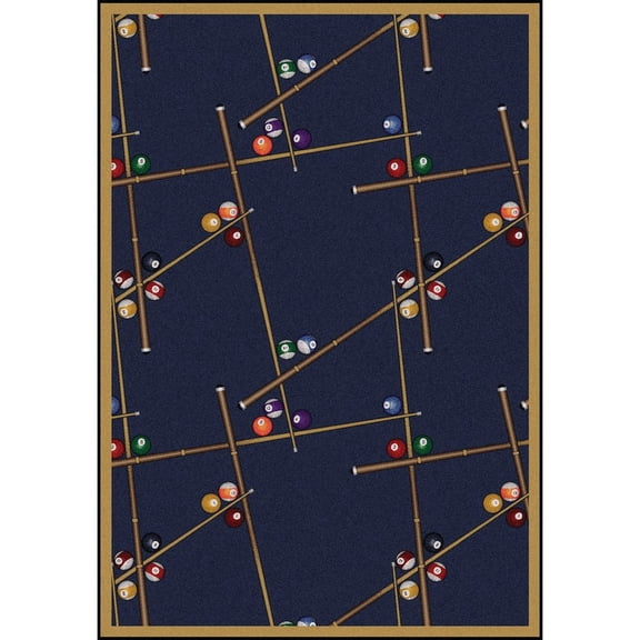 Joy Carpets Games People Play Snookered 7'8" x 10'9" Area Rug in Color Federal Blue