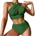 thumbnail image 2 of Up to 65% off Swimsuits for Women Solid Color Fashion Shoulder Straps Backless Bikinis Sets Racerback Tops with Bikinis Bottom, 2 of 4