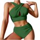 thumbnail image 2 of Trajes de baño tankini para mujer Conjuntos de bikini de dos piezas con tirantes y espalda descubierta de color liso a la moda para mujer Trajes de baño para mujer Trajes de baño tankini para mujer, 2 of 4