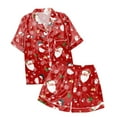thumbnail image 7 of Lounge Sets for Women – Relaxed Pajama Sets Perfect for Postpartum Comfort or Lazy Weekend Vibes Women's Casual Christmas Print Pajama Set Silk Satin Short Sleeve Button Up Top And Shorts Set, 7 of 7