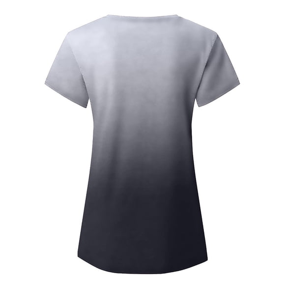 Minnieouse Camiseta degradada para mujer, ropa de calle elegante multicolor con cuello en V, fibra de verano, manga corta, para correr, playa, Prendas para la parte del cuerpo Gris METRO