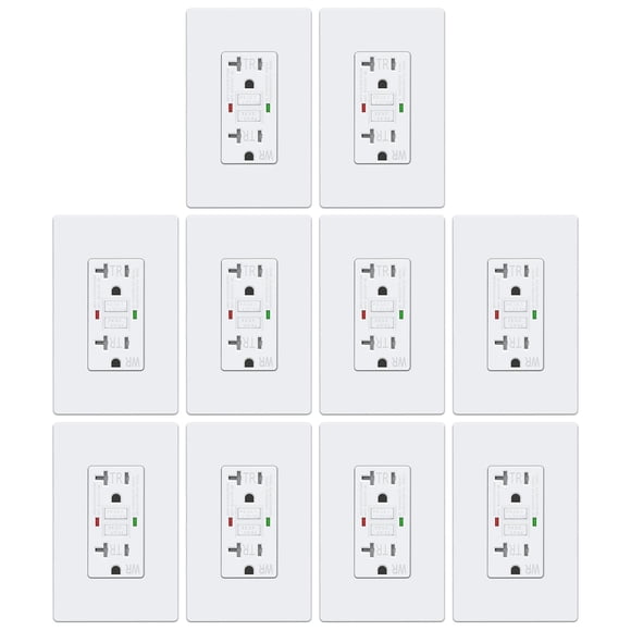 GFCI Outlets ELECTECK, paquete de 10 amperios, resistente a la intemperie, blanco