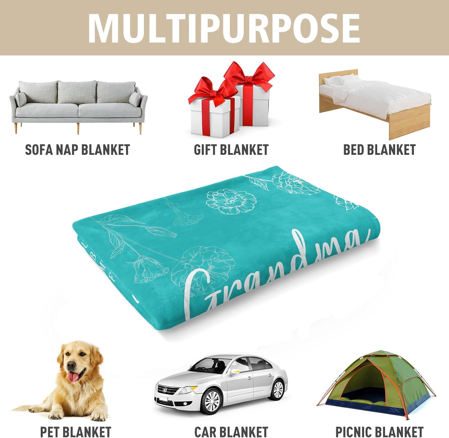 Grandma Gifts, Gifts for Grandma Blanket, Grandmas Birthday Gift from Grandkids, to My Grandmother Throw Blanket