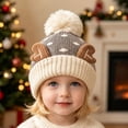 thumbnail image 2 of Wilark Toddler Christmas Hat with Pom Pom Winter Cute Knitted Warm Kids Festival Hat Gray 1-4 T, 2 of 7
