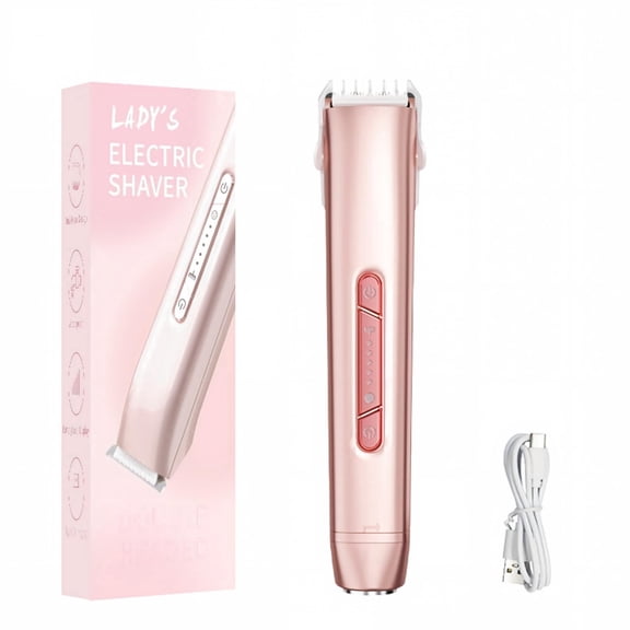 Lefinee Electric Shaver for Women, Rechargeable Body Hair Trimmer with 5-Blade Shaving Head, Type-C Charging, IPX5 Waterproof, Pink