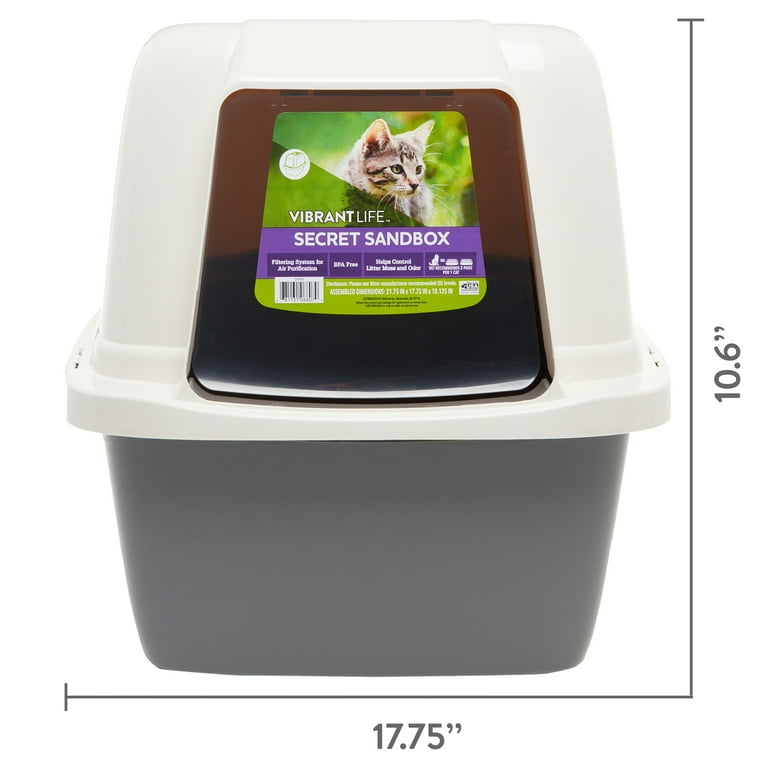 Vibrant Life Secret Sandbox Cat Litter Box, Natural Lid with Beige