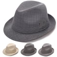 thumbnail image 3 of Naierhg Hemming Wide Brim Breathable Holes Folding Jazz Hat Mid-aged Men Outdoor Sun Hat Fashion Accessories Light Grey, 3 of 8