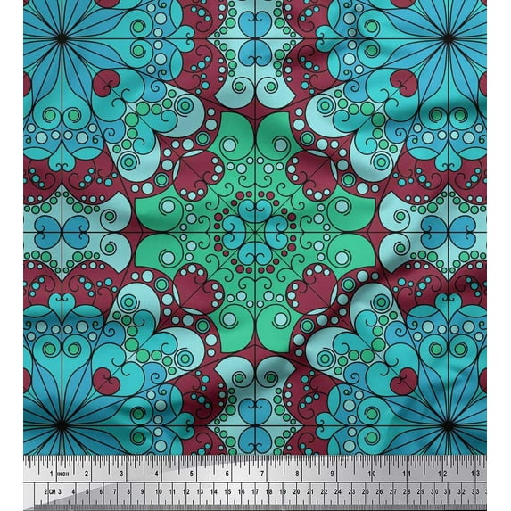 Soimoi Viscose Chiffon Fabric Mandala Kaleidoscope Print Sewing Fabric Yard 42 Inch Wide