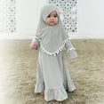 thumbnail image 3 of IDOPIP 2Pcs Muslim Abaya Dress for Baby Girls Arabic Dubai Modest Dress with Full Cover Hijab, 3 of 7