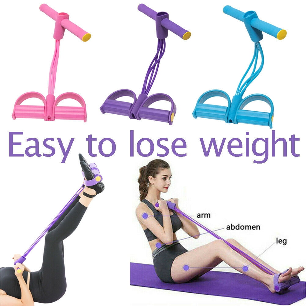 Home Yoga Elastic Resistance Band Foot Pedal Exerciser Sit-up Pull Rope Puller B 