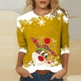 thumbnail image 1 of Blouses pour Femmes Imprimé Décontracté Noël Manches Trois Quarts Col Rond Hauts Blouse pour Femmes en Liquidation, 1 of 4