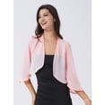 thumbnail image 2 of ZALDITA Womens Shrug Soft Chiffon Open Front Sheer 3/4 Sleeve Cropped Bolero Cardigan Pink S, 2 of 6