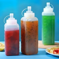 NICEXMAS 2Pcs Transparent Plastic Salad Dressing and Sauce Squeeze Bottles with Spill Proof Caps