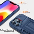 thumbnail image 4 of Feishell for iPhone 12/12 Pro Back Wallet Case with Slide Invisible Card Holder, Shockproof Rugged Dual Layer Anti-Scratch Foldable Kickstand Armor Phone Case for Men Women,Blue, 4 of 7
