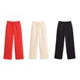 thumbnail image 2 of HH TRAF Pantalones rectos de terciopelo con cinturón y cintura elástica de tres colores a la moda para mujer, elegantes pantalones casuales de calle para mujer, 2 of 4