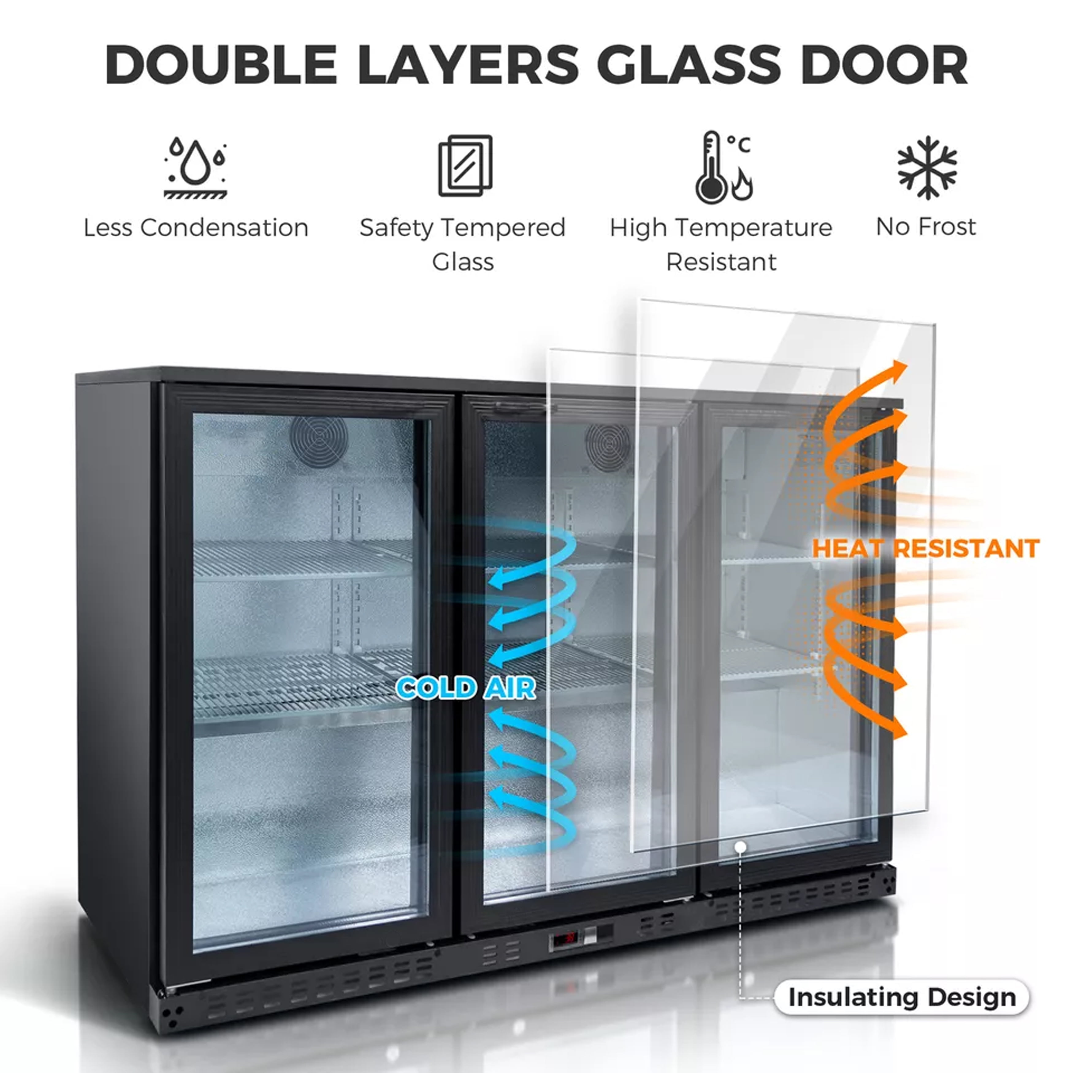 NSF 53 in. Commercial Merchandiser Beverage Back Bar Cooler Slide Door 11 Cu.Ft. Beer Cooler, ETL
