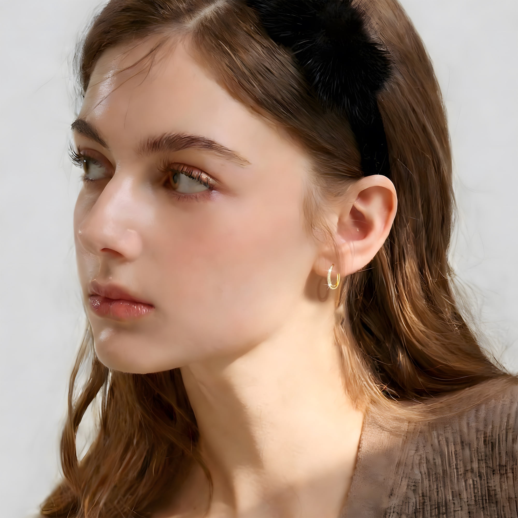 APSVO 18K Gold Plated Simulated Diamond Hoop Earrings for Women Hypoallergenic Post Earrings Birthday Graduation Jewelry Gifts Teen Mom Her Wife Lady Adults Ideas