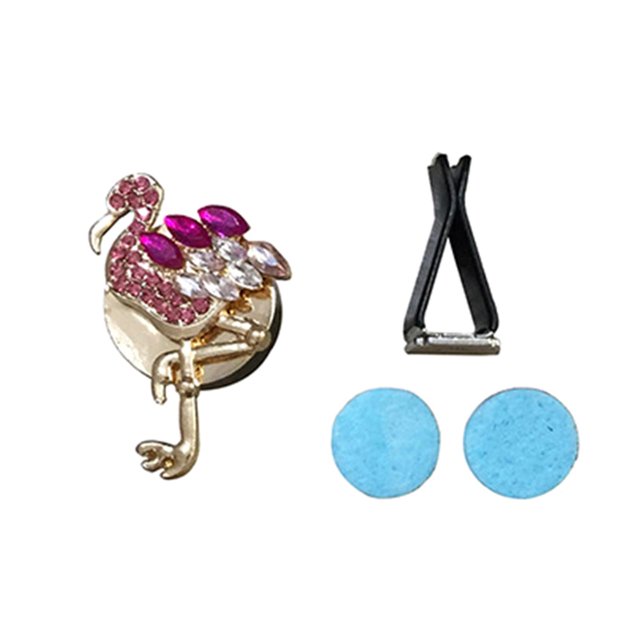 Flamingo Estilo hawaiano elegante + ambientador con clip de diamantes de imitación brillantes, decoraciones creativas para automóviles