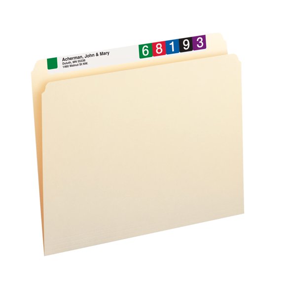 Carpeta de archivos Smead con pestañas de corte recto, tamaño carta, 100 unidades