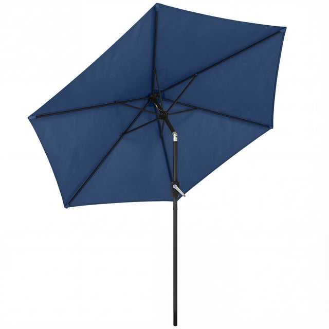 Outsunny Parasol de Patio 9 Pi, Parasol de Table d'Extérieur avec Inclinaison, Bleu Marine