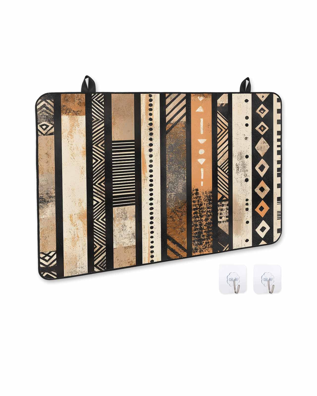 nqOlkjepod Large Induction Cooktop Protector Mat 36"x21", Retro Boho Geometric Stove Top Covers for Electric Stove, Abstract Southwestern Ethnic Stove Burner Cover Mats, Glass Top Stove Cover